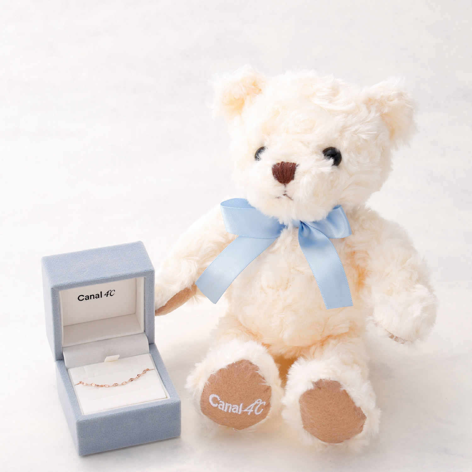 名入れ】Canal 4℃オリジナルベア&シルバーハートネックレスセット